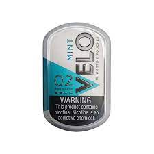 This is a picture of a can of Velo 2mg Nicotine pouches in mint flavor