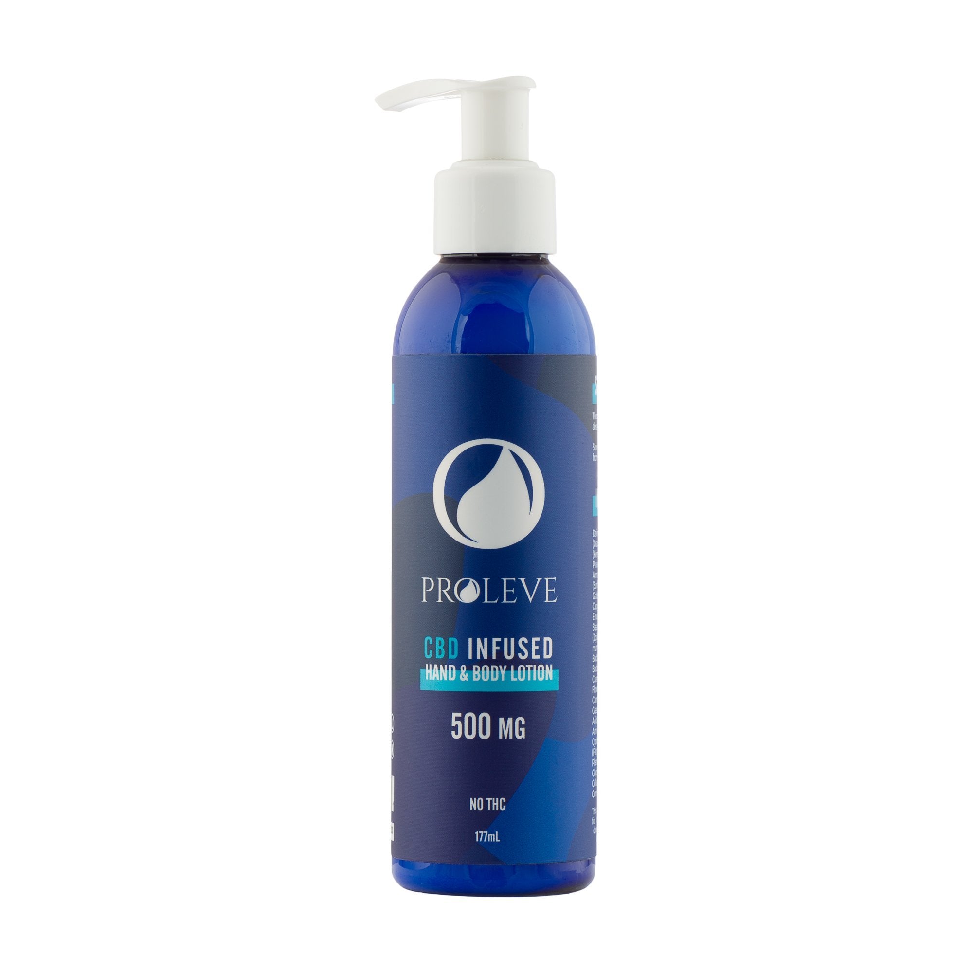This is a blue bottle of 500mg cbd infused hand and body lotion.