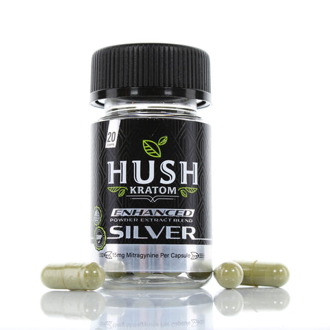 Hush Extract Enhanced Kratom Powder Capsules (Hush Silver)