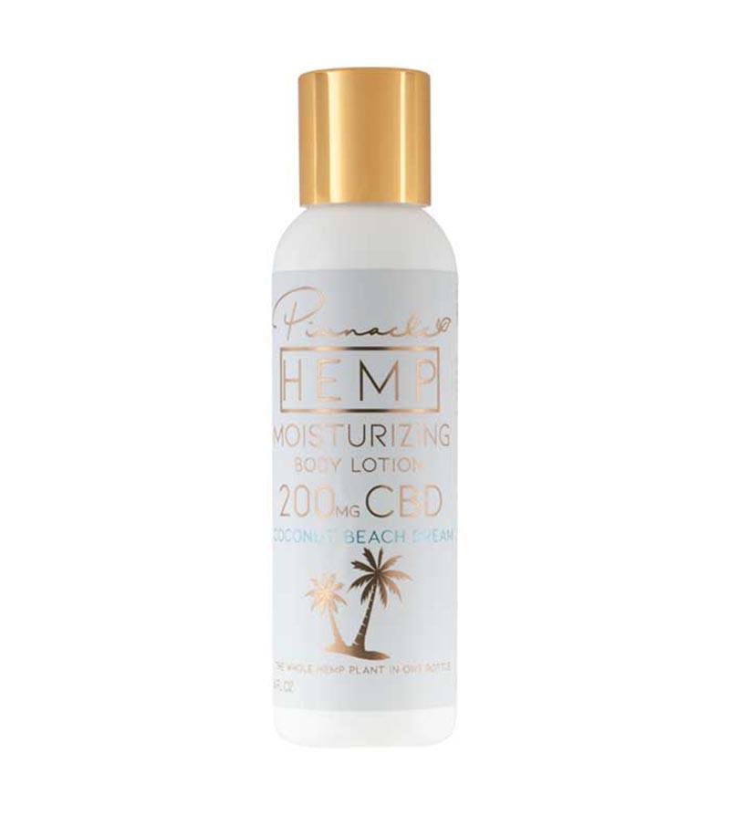 This is a picture of a bottle of 200mg full spectrum cbd lotion coconut beach scented.