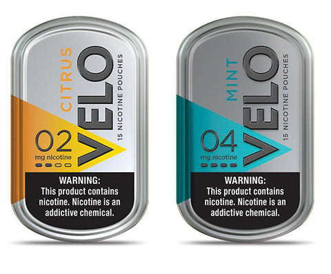 This is a picture of both flavors of velo nicotine pouches as well as both mg. Mint in 4mg and citrus in 2mg.