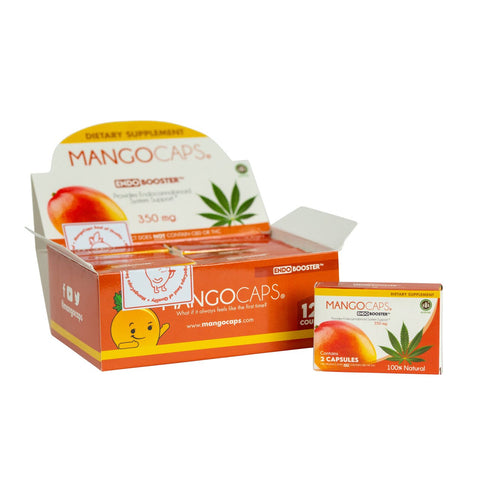 This is a picture of a full case of MANGOCAPS endobooster 12 2ct boxes